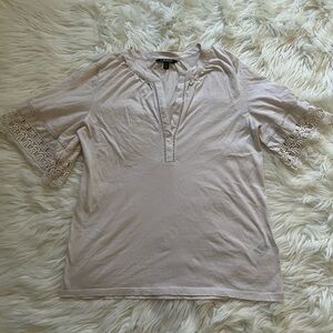 Lauren Ralph Lauren Cream Blouse with Lace Accents